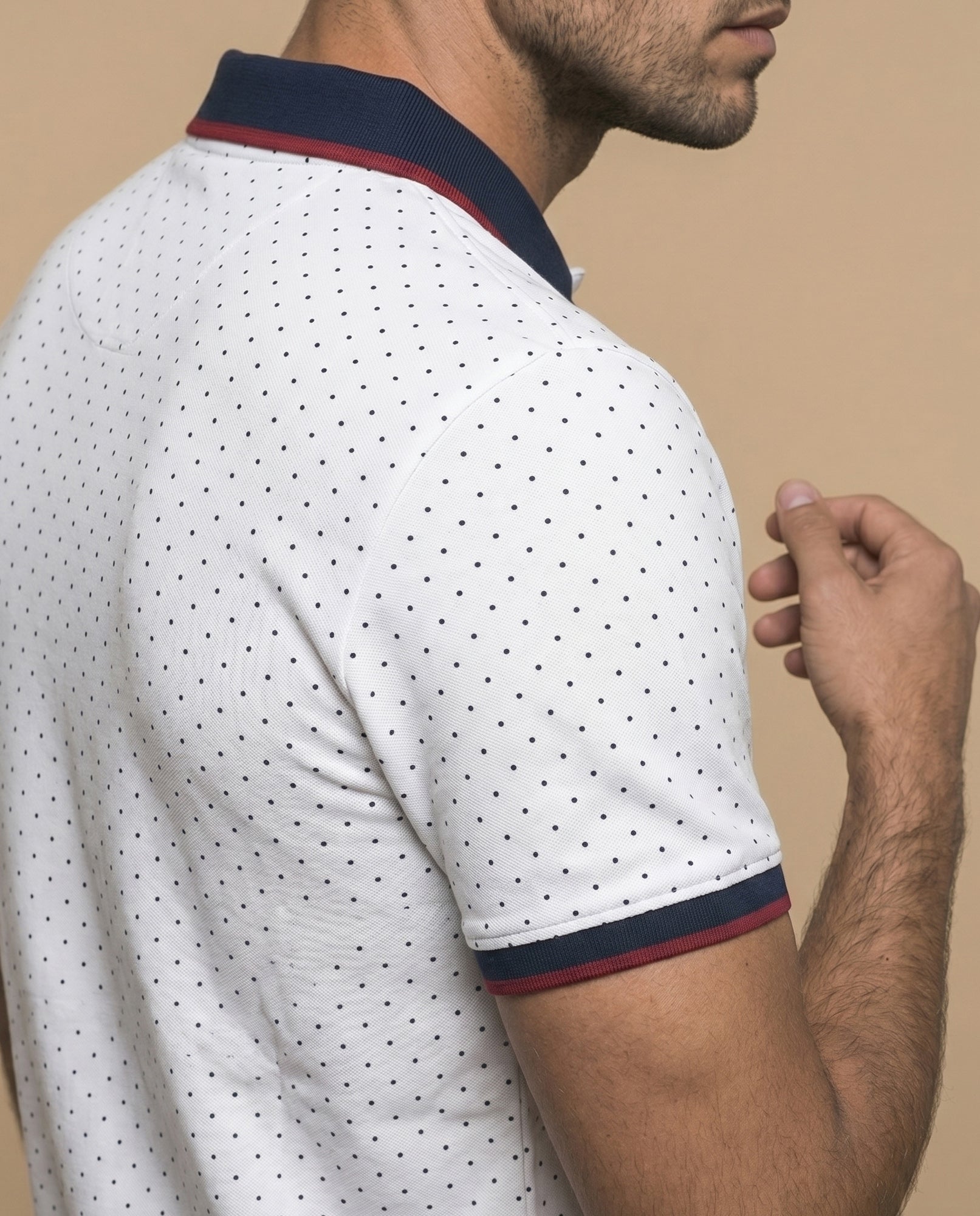 Polo manga corta con detalles contrastantes para hombre - Blanco 34_305F307_BLA114001_6