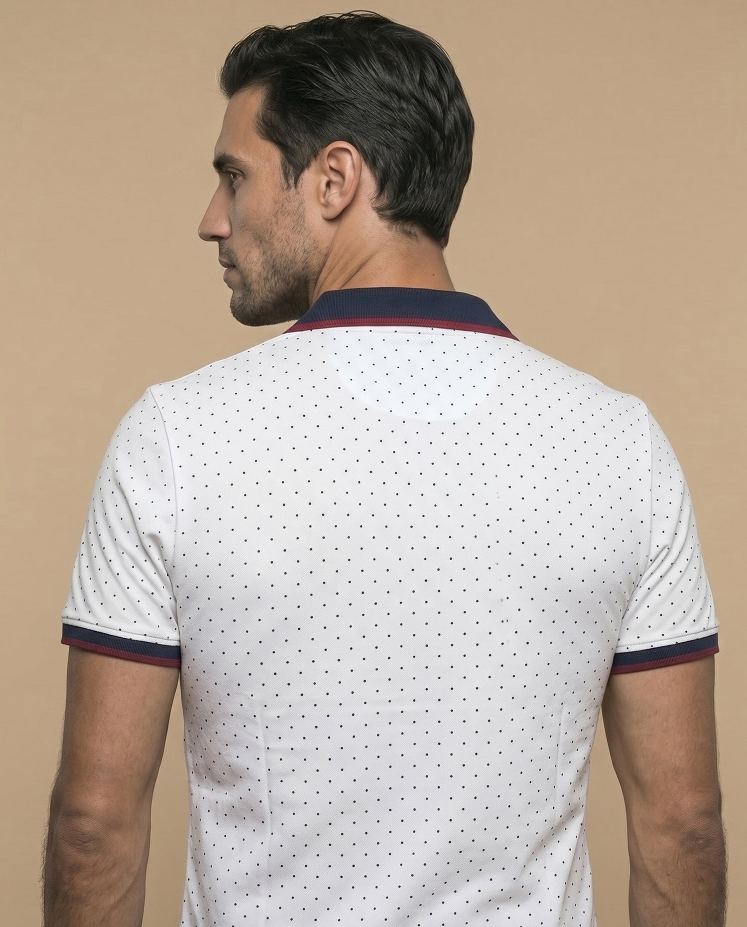 Polo manga corta con detalles contrastantes para hombre - Blanco