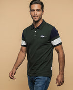 Polo deportivo manga corta color block para hombre - Verde