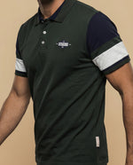Polo deportivo manga corta color block para hombre - Verde