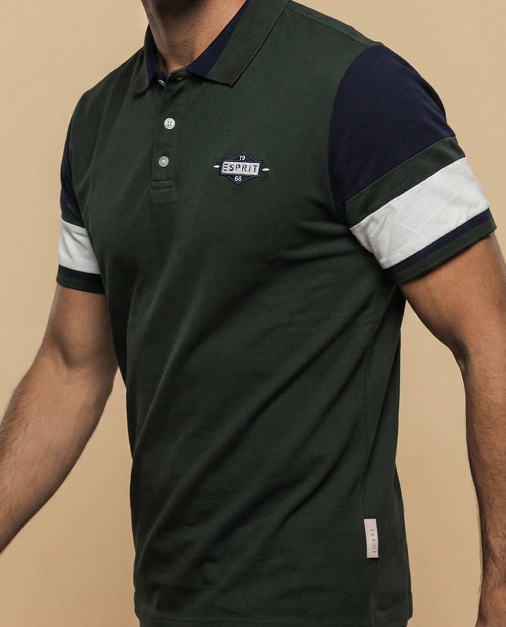 Polo deportivo manga corta color block para hombre - Verde