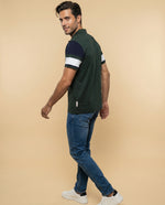 Polo deportivo manga corta color block para hombre - Verde