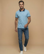 Polo manga corta con estampado de anclas náuticas - Azul