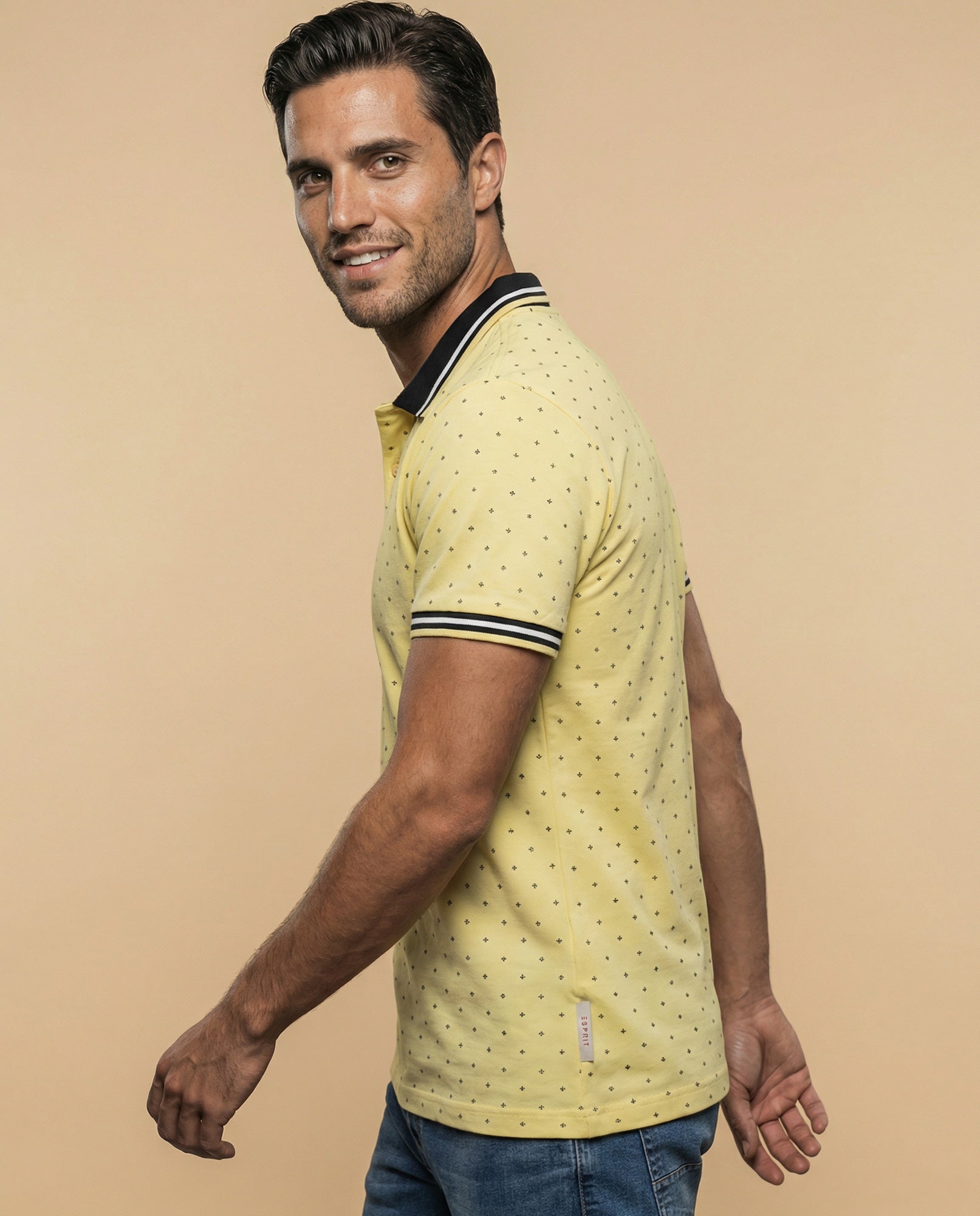 Polo manga corta con estampado de puntos para hombre - Amarillo 34_305F313_AMA150743_6
