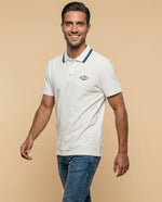 Polo manga corta con ribetes contrastantes para hombre - Crudo