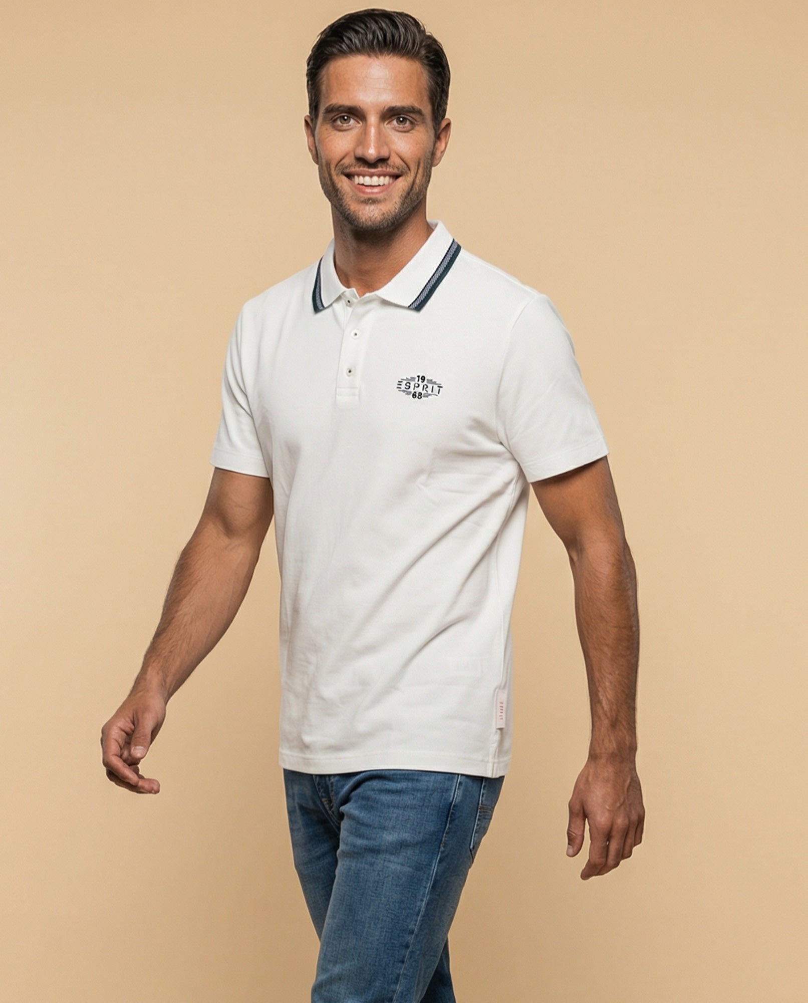 Polo manga corta con ribetes contrastantes para hombre - Crudo 34_305F314_CRU110605_0