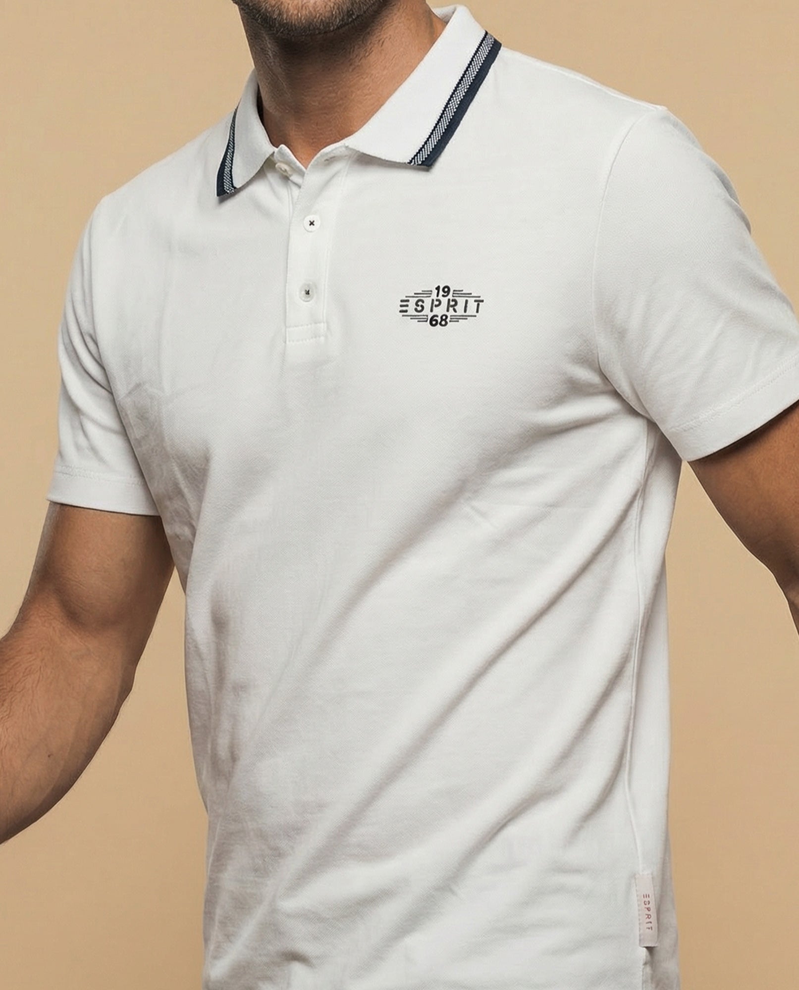 Polo manga corta con ribetes contrastantes para hombre - Crudo 34_305F314_CRU110605_3