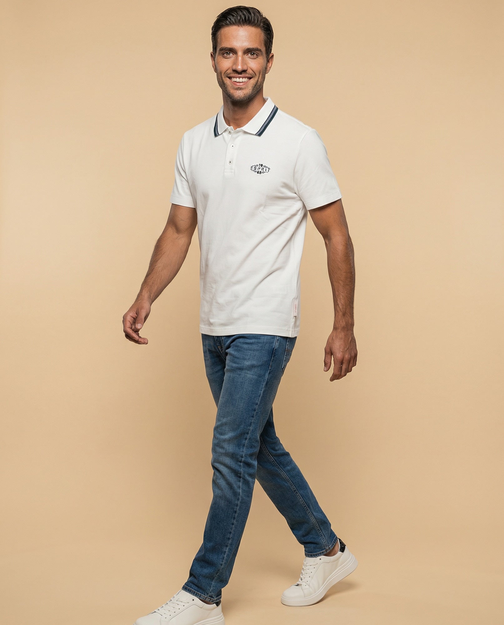 Polo manga corta con ribetes contrastantes para hombre - Crudo 34_305F314_CRU110605_5