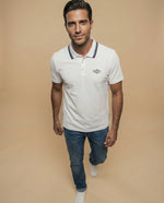 Polo manga corta con ribetes contrastantes para hombre - Crudo