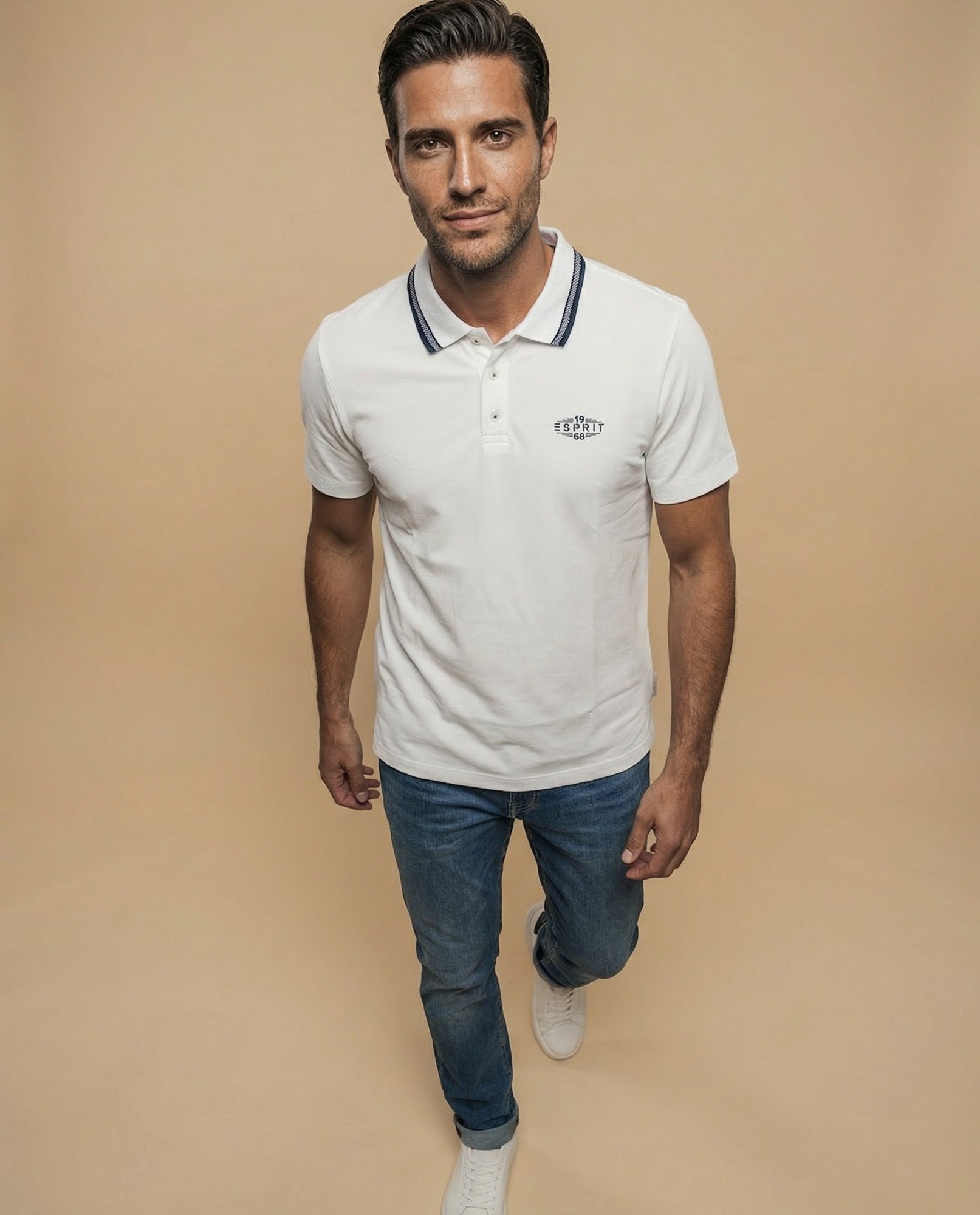 Polo manga corta con ribetes contrastantes para hombre - Crudo 34_305F314_CRU110605_6