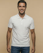 Polo manga corta con cuello camisero y ribete contrastante para hombre - Blanco