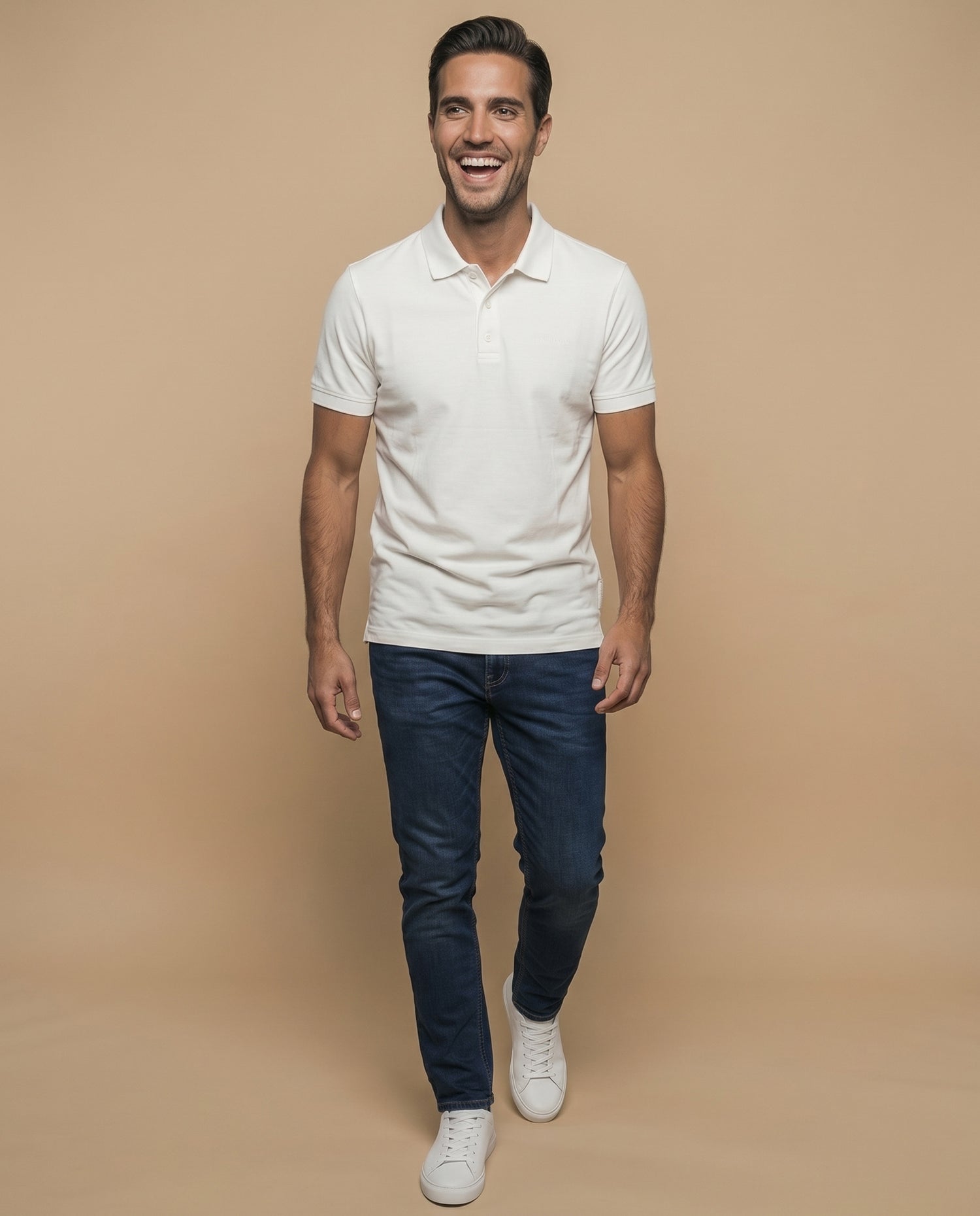 Polo manga corta con cuello camisero y ribete contrastante para hombre - Verde