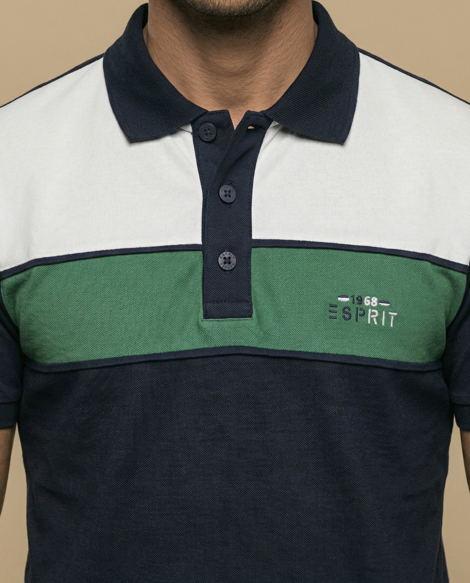 Camiseta polo manga corta con bloques de color y logo bordado - Azul 34_305F318_AZU174928_3