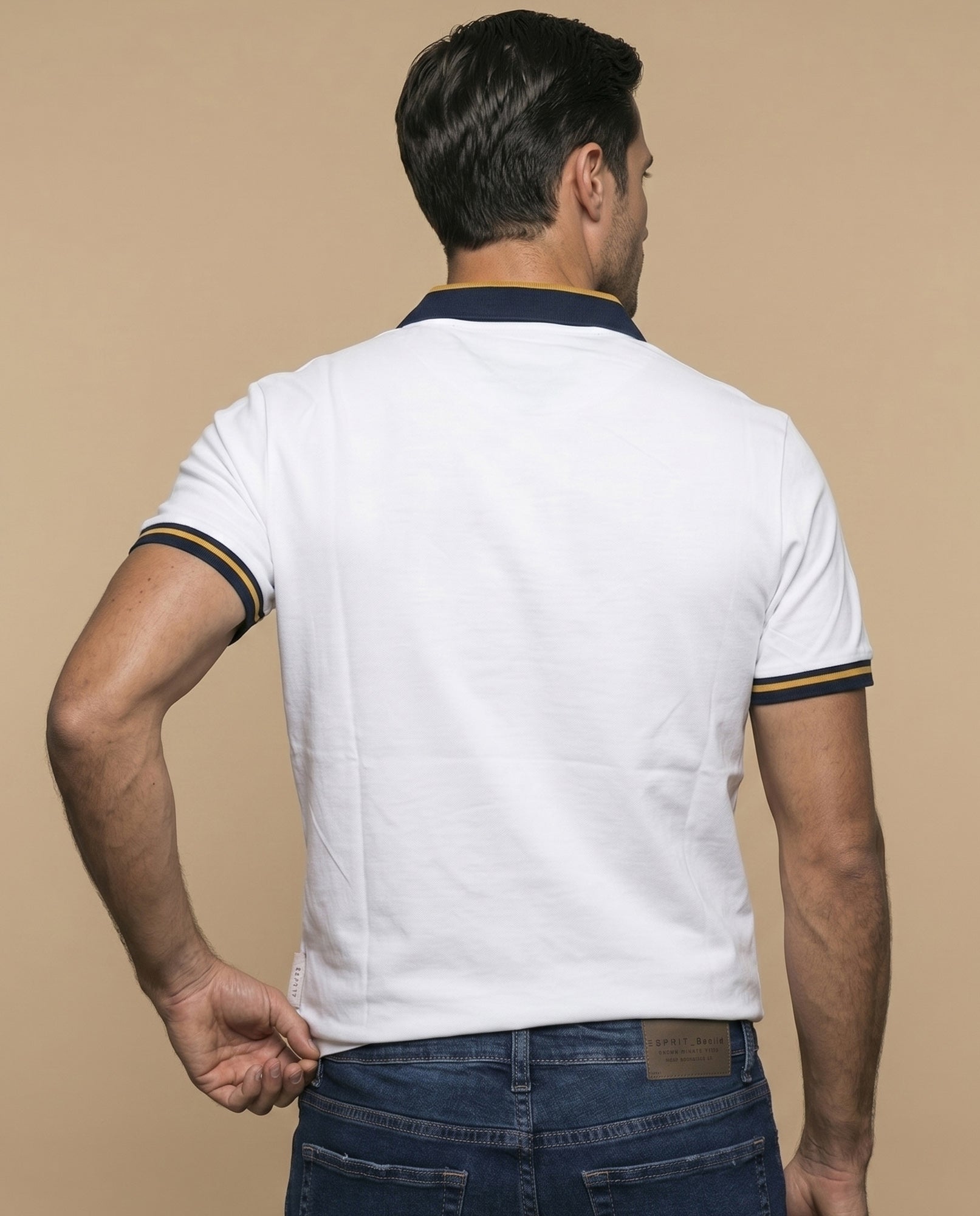 Polo manga corta con cuello y puños contrastados para hombre - Blanco 34_305F319_BLA120601_4