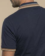 Polo manga corta con ribetes a contraste para hombre - Azul