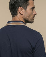 Polo manga corta con ribetes a contraste para hombre - Azul