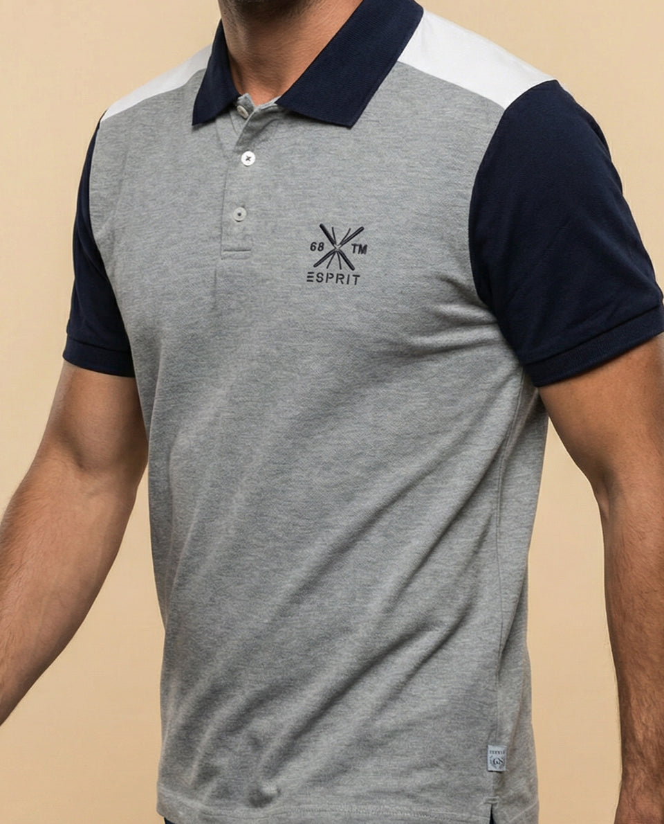 Polo manga corta estilo rugby bloques de color - Gris 34_305F327_GRI183905_3
