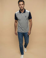 Polo manga corta estilo rugby bloques de color - Gris