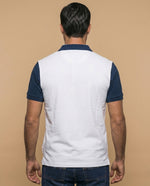 Polo manga corta con diseño en bloques de color para hombre - Blanco