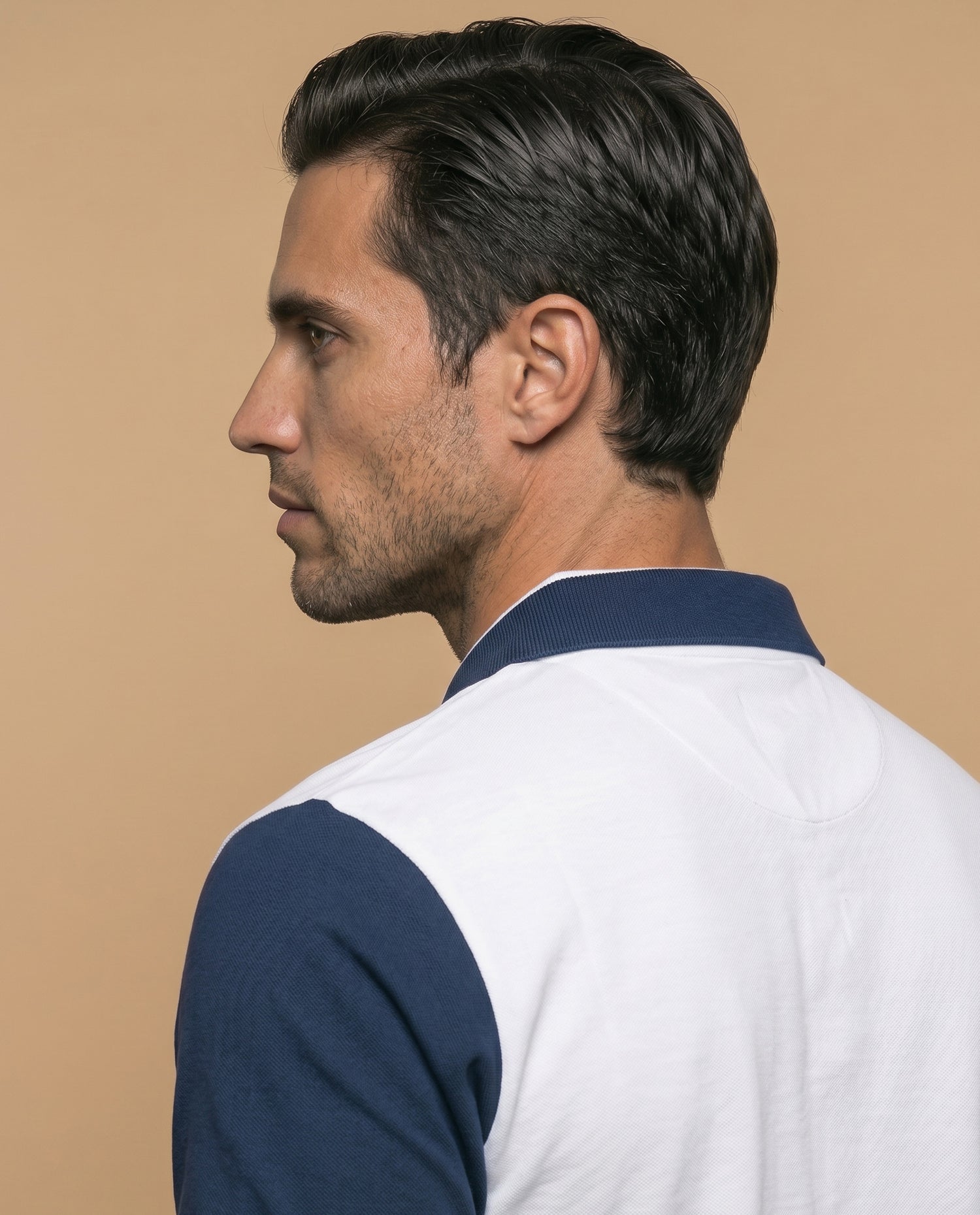 Polo manga corta con diseño en bloques de color para hombre - Blanco