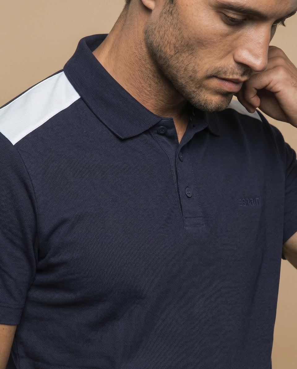 Polo manga corta con paneles decorativos en hombros para hombre - Azul 34_305F344_AZU184530_3