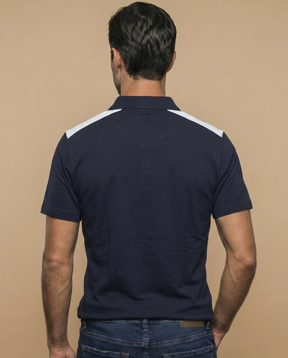 Polo manga corta con paneles decorativos en hombros para hombre - Azul 34_305F344_AZU184530_4