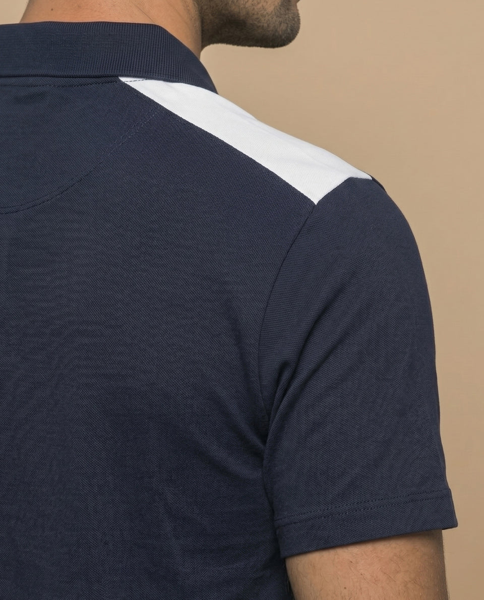 Polo manga corta con paneles decorativos en hombros para hombre - Azul 34_305F344_AZU184530_6