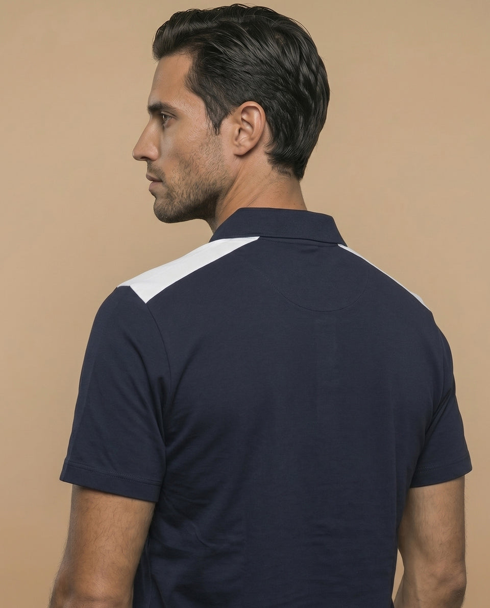 Polo manga corta con paneles decorativos en hombros para hombre - Azul 34_305F344_AZU184530_7