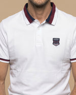 Polo manga corta con cuello acanalado a rayas para hombre - Blanco