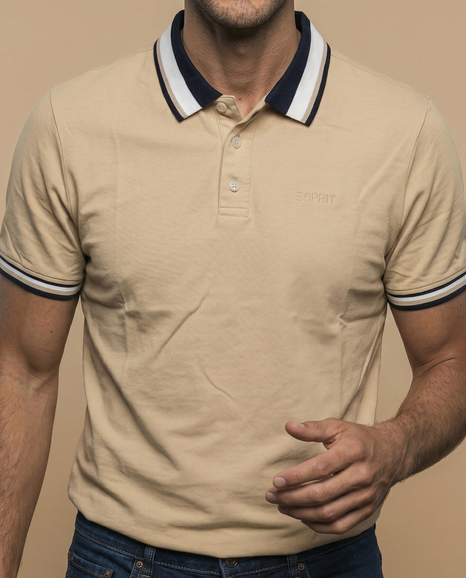 Polo cuadros pretéñido - Beige 34_305F347_BEI130607_3