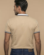 Polo cuadros pretéñido - Beige