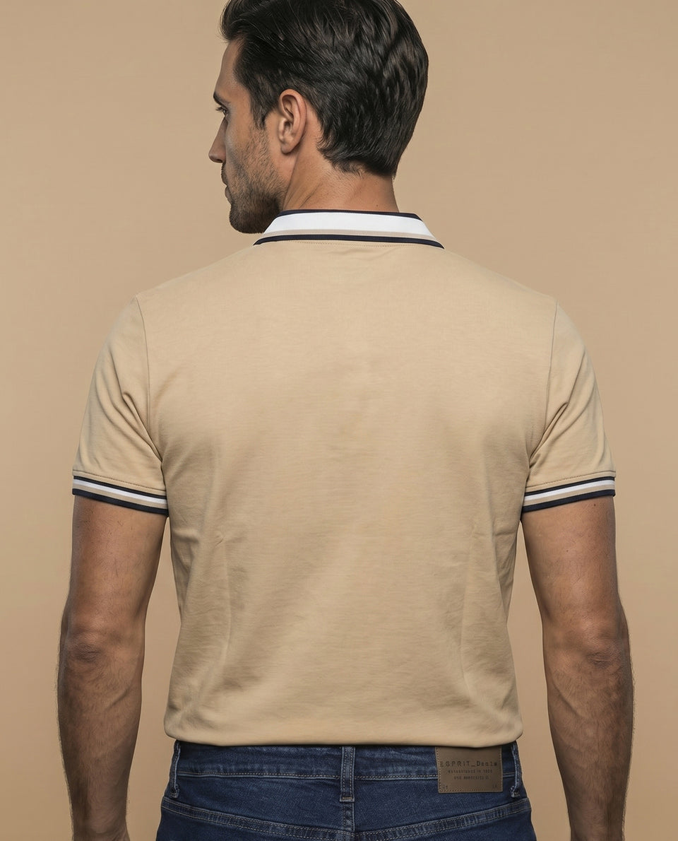 Polo cuadros pretéñido - Beige 34_305F347_BEI130607_4