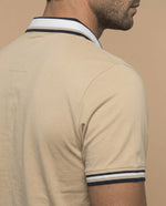 Polo cuadros pretéñido - Beige