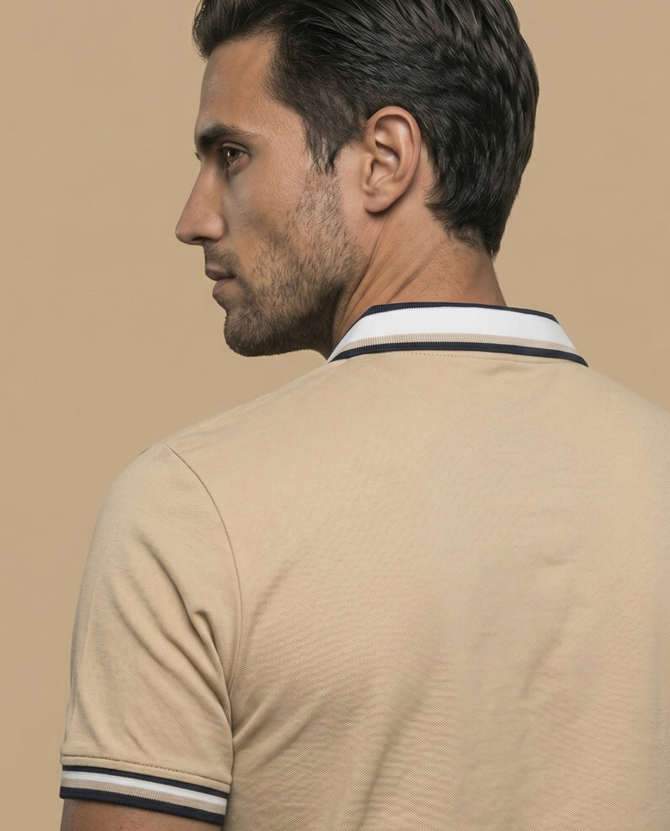 Polo cuadros pretéñido - Beige 34_305F347_BEI130607_7
