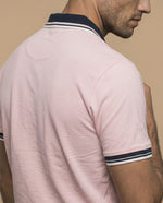 Polo cuello contrastado hombre - Rosa