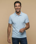 Polo manga corta en tejido piqué con logo bordado para hombre - Azul