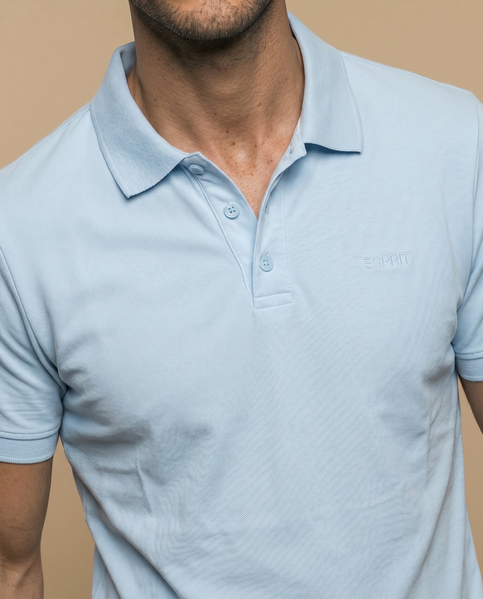Polo manga corta en tejido piqué con logo bordado para hombre - Azul 34_305F355_AZU144306_3