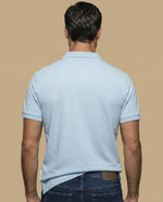 Polo manga corta en tejido piqué con logo bordado para hombre - Azul