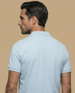 Polo manga corta en tejido piqué con logo bordado para hombre - Azul