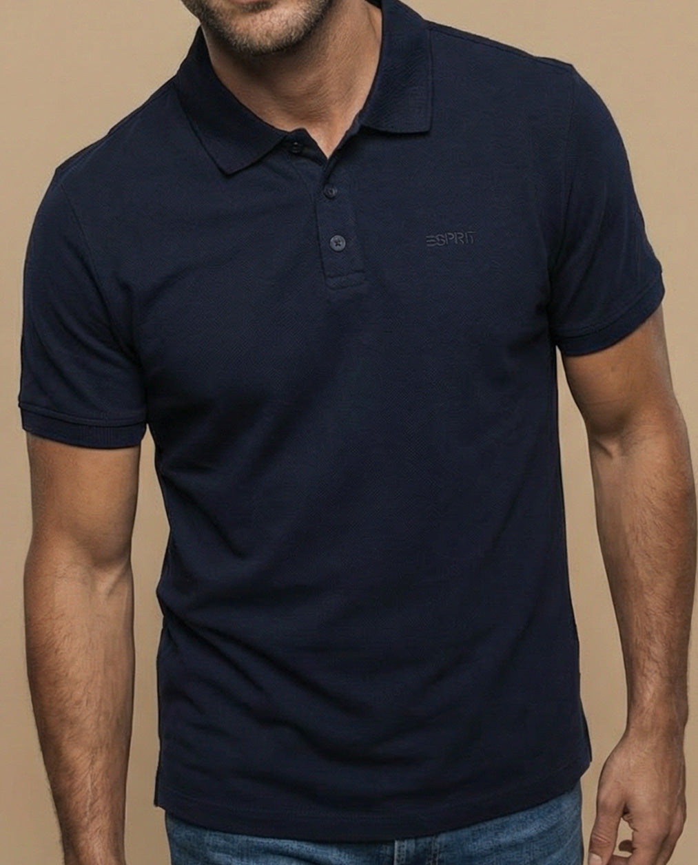 Polo manga corta en tejido piqué con logo bordado para hombre - Azul 34_305F355_AZU184530_3
