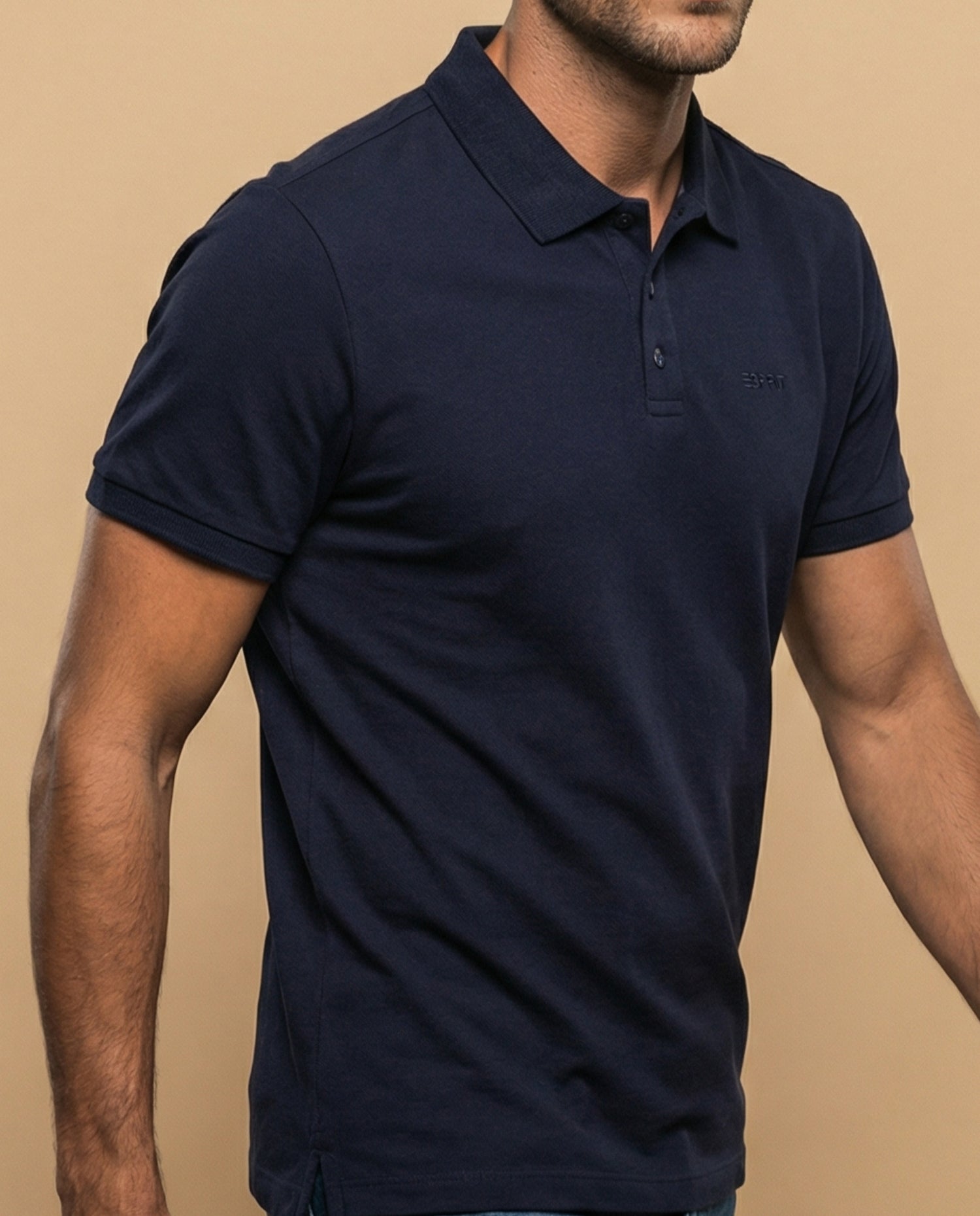 Polo manga corta en tejido piqué con logo bordado para hombre - Azul