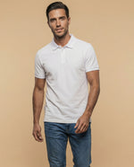 Polo manga corta en tejido piqué con logo bordado para hombre - Blanco