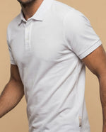 Polo manga corta en tejido piqué con logo bordado para hombre - Blanco