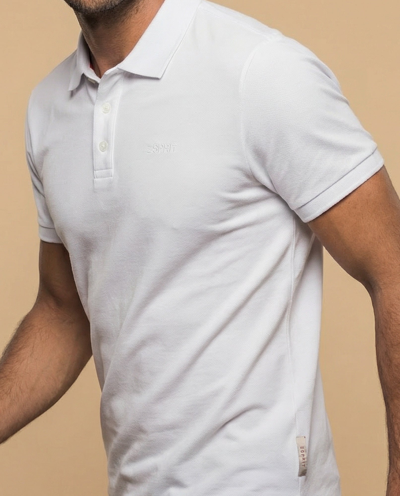 Polo manga corta en tejido piqué con logo bordado para hombre - Blanco 34_305F355_BLA114001_3