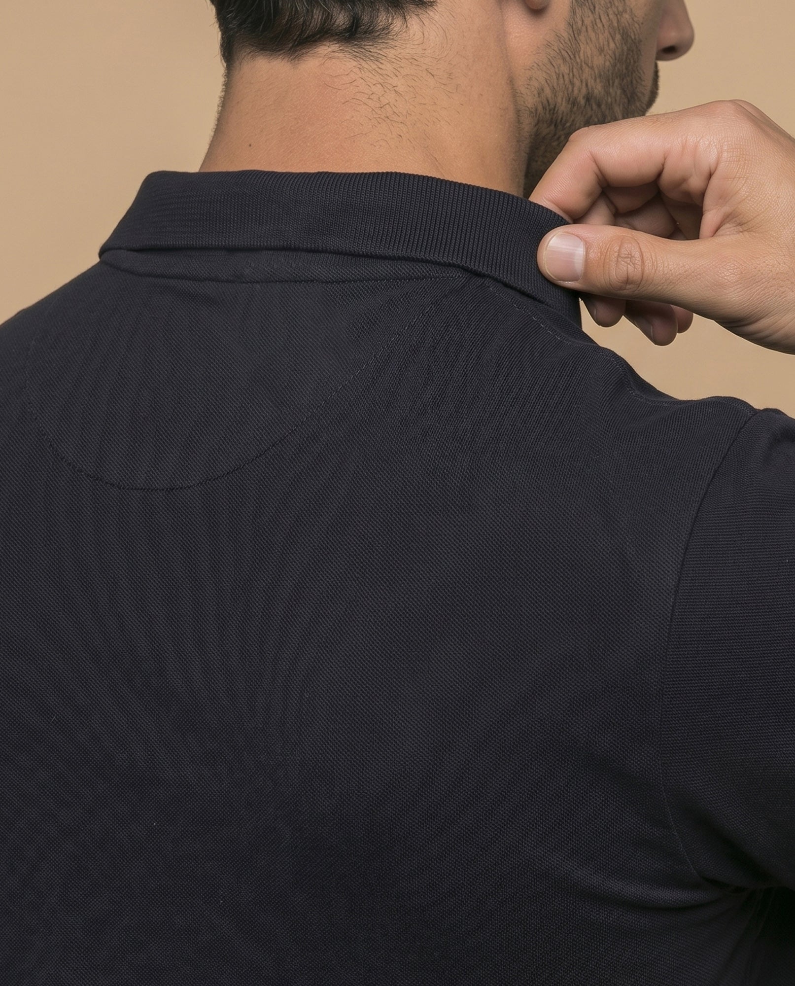 Polo manga corta en tejido piqué con logo bordado para hombre - Negro 34_305F355_NEG190303_6