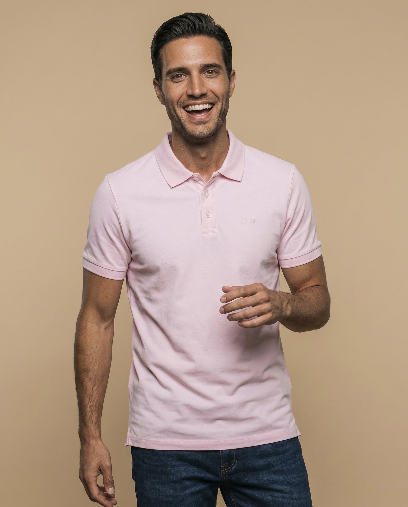 Polo manga corta en tejido piqué con logo bordado para hombre - Rosa 34_305F355_ROS151435_0