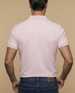 Polo manga corta en tejido piqué con logo bordado para hombre - Rosa