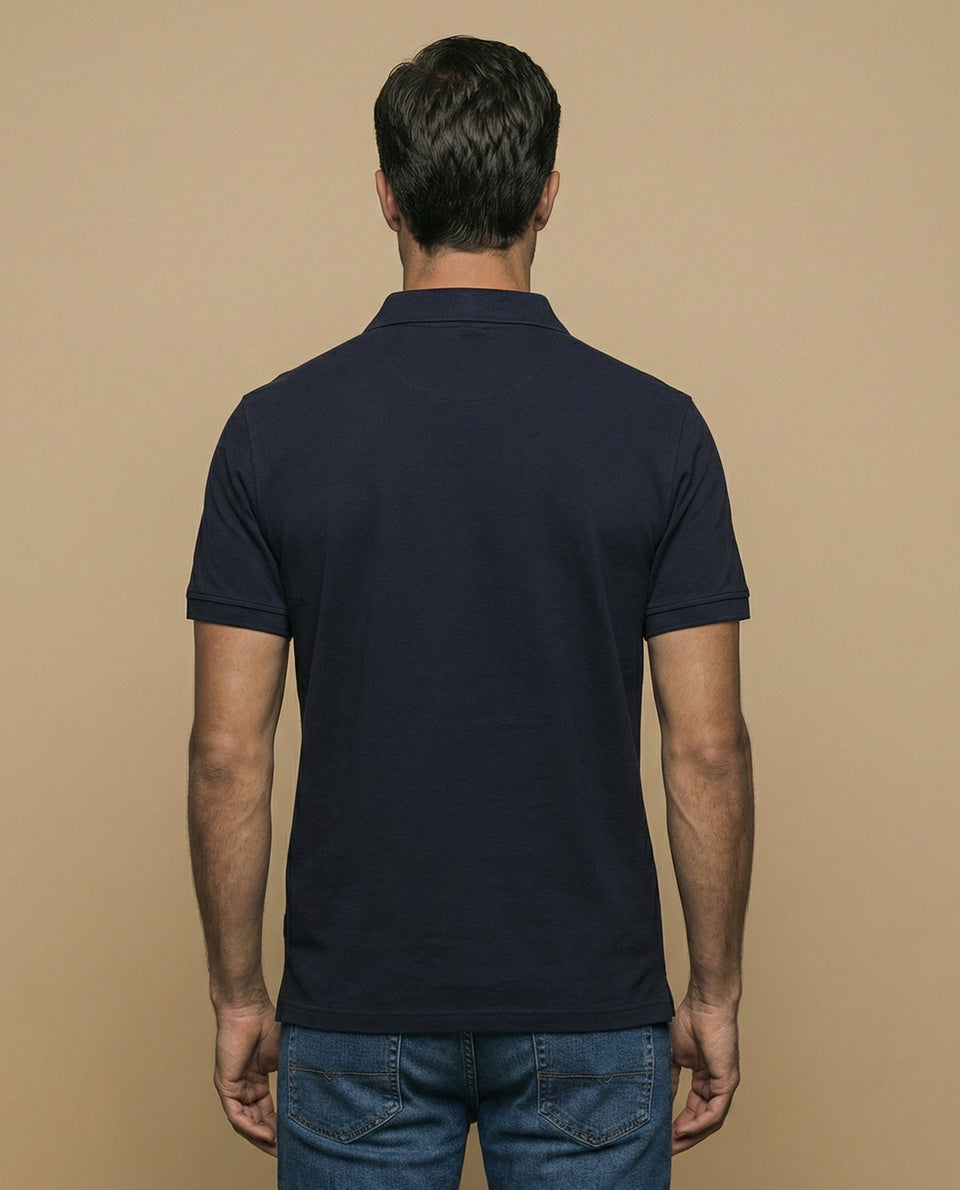 Polo manga corta con cuello camisero y parche bordado para hombre - Azul 34_305F356_AZU174429_4