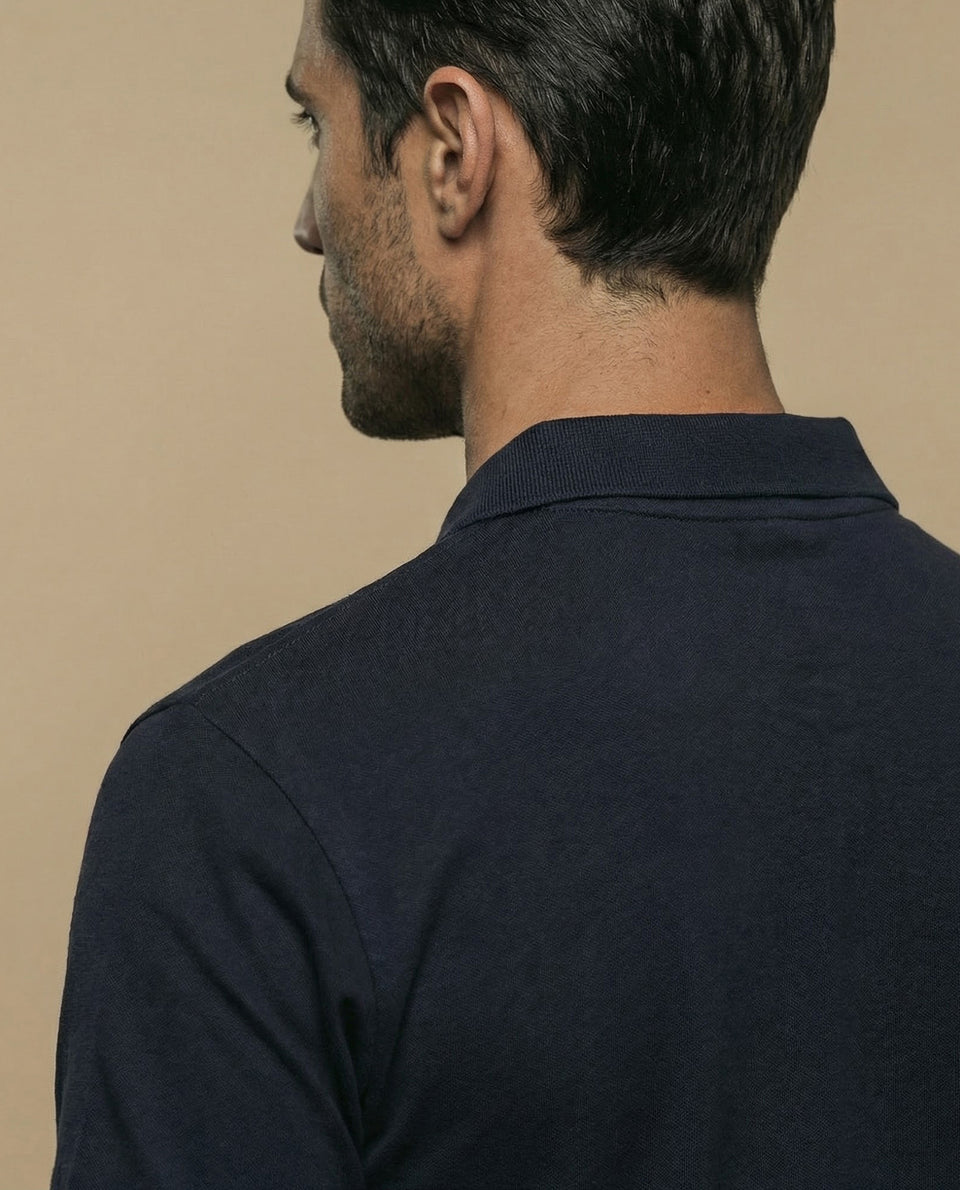 Polo manga corta con cuello camisero y parche bordado para hombre - Azul 34_305F356_AZU174429_6