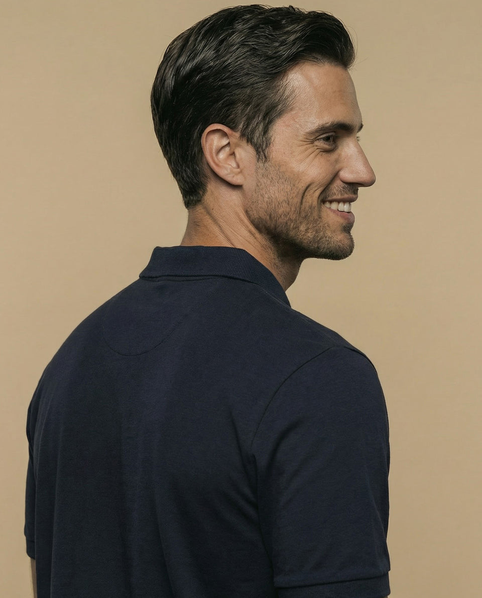Polo manga corta con cuello camisero y parche bordado para hombre - Azul 34_305F356_AZU174429_7